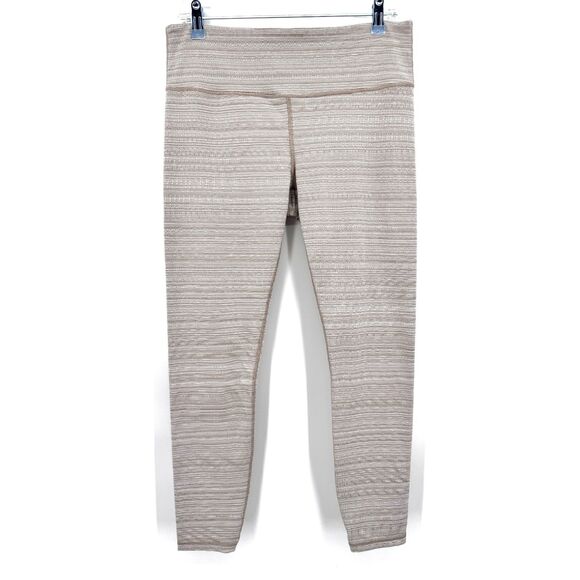 ATHLETA Beige Textured High Rise Jacquard Chaturanga 7/8 Leggings LT Large Tall - Picture 4 of 10